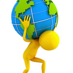 3d person and globe